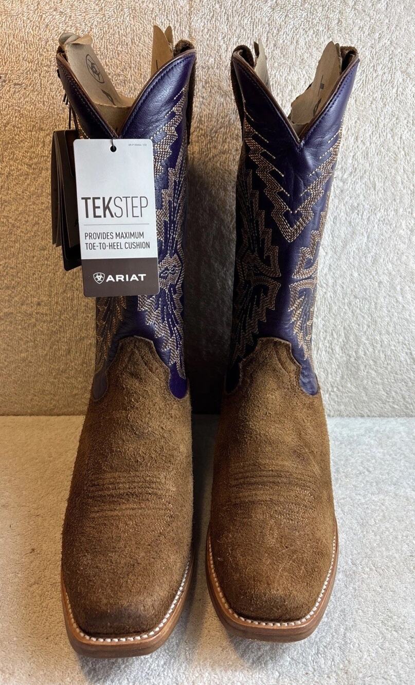 ARIAT MEN'S FUTURITY SHOWMAN ROUGHOUT WESTERN BOOTS - Narrow SQUARE TOE 8 EE